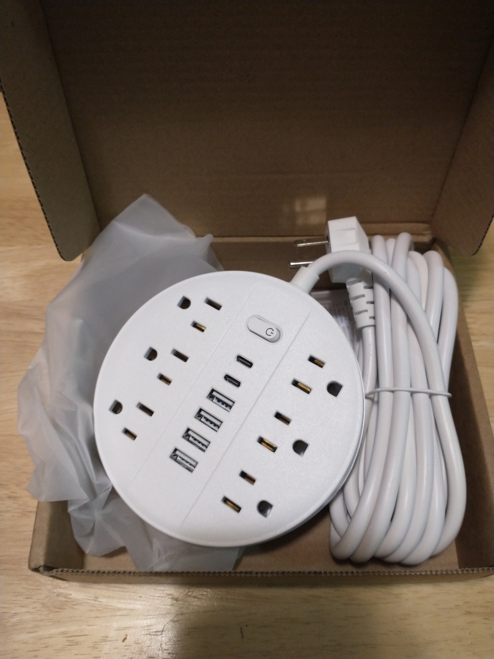 White USB Charging Power Strip with Multiple Outlets